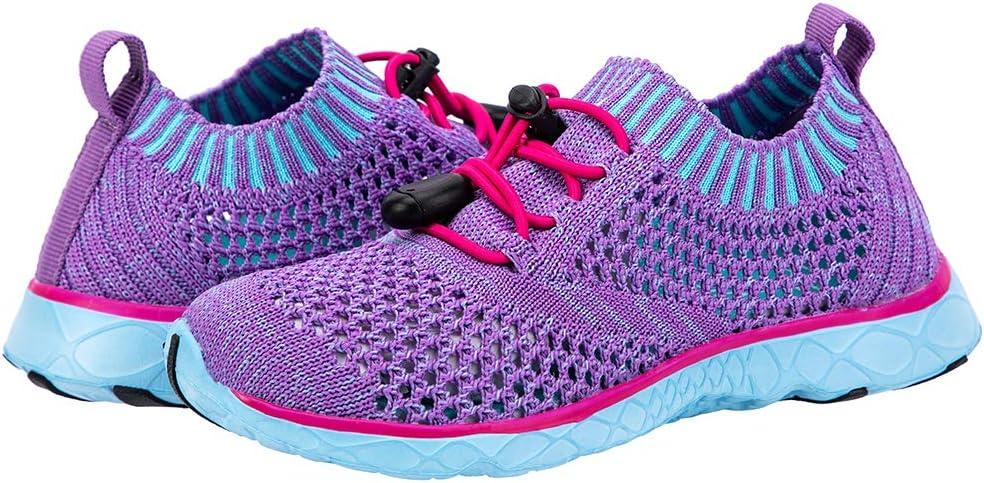 imageALEADER Kids Slipon Quick Dry Water Shoes ToddlerLittle KidBig KidPurpleLight BlueKnit