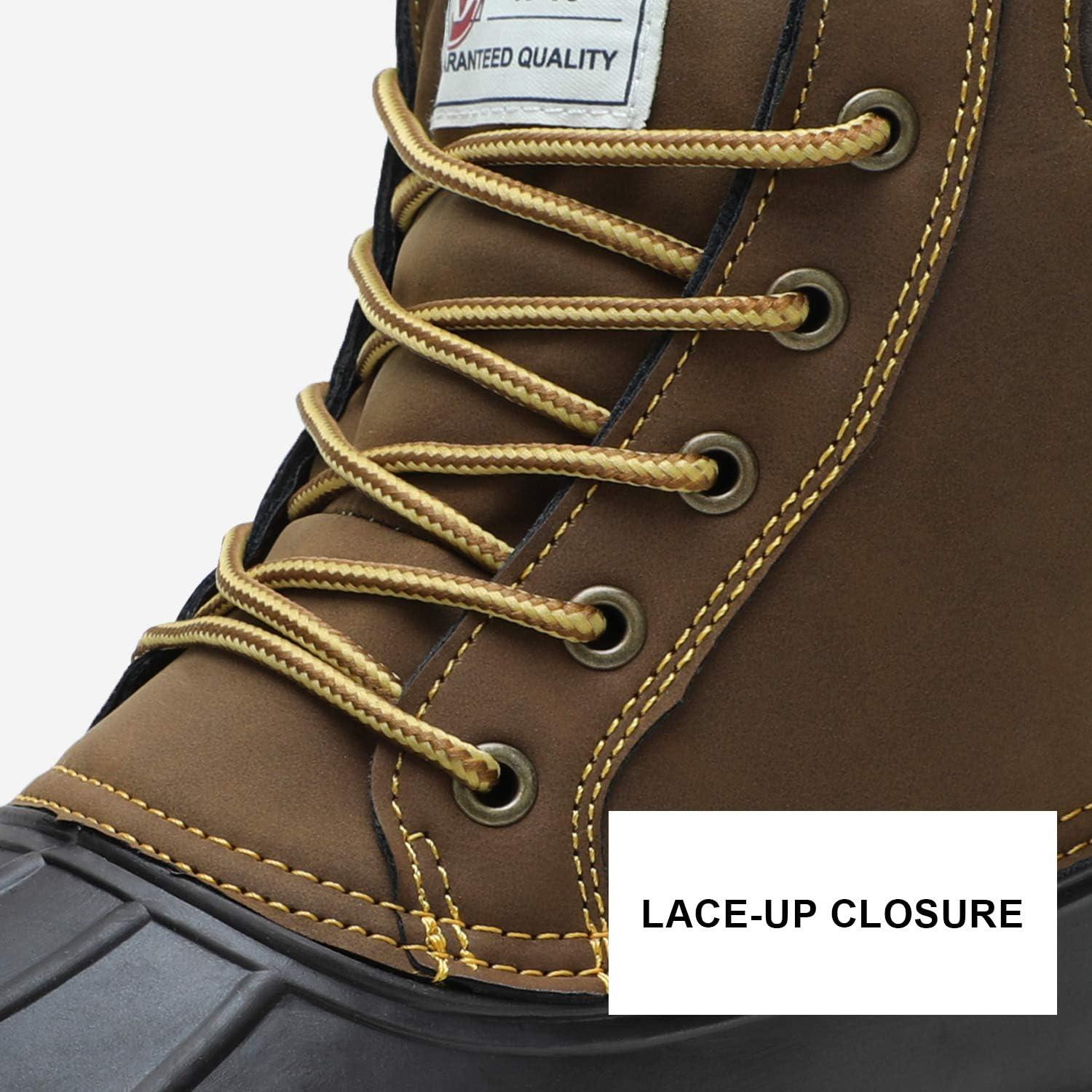 imageALEADER Mens Duck Boot Waterproof Shell Fur Lined Insulated Winter Snow BootBrownTan