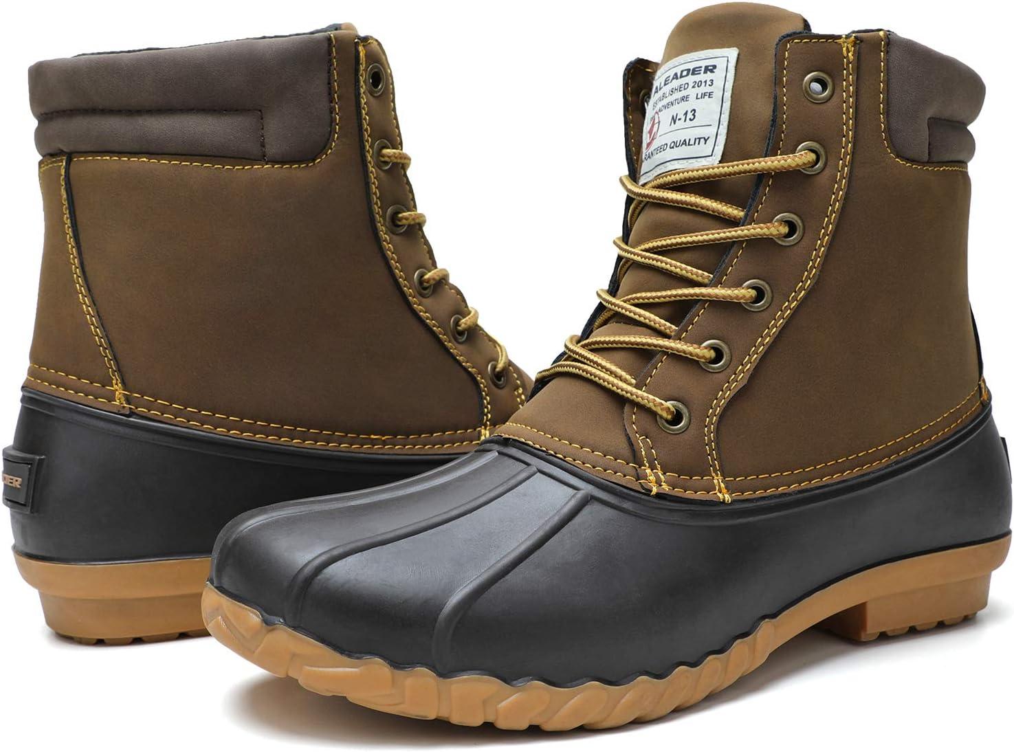 imageALEADER Mens Duck Boot Waterproof Shell Fur Lined Insulated Winter Snow BootBrownTan