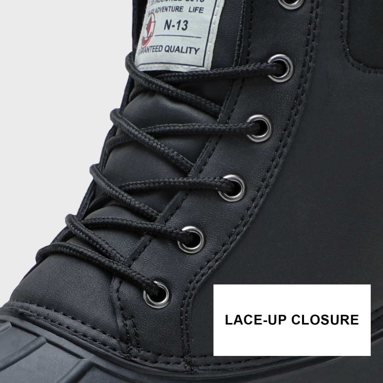 imageALEADER Mens Duck Boot Waterproof Shell Fur Lined Insulated Winter Snow BootUltra Black