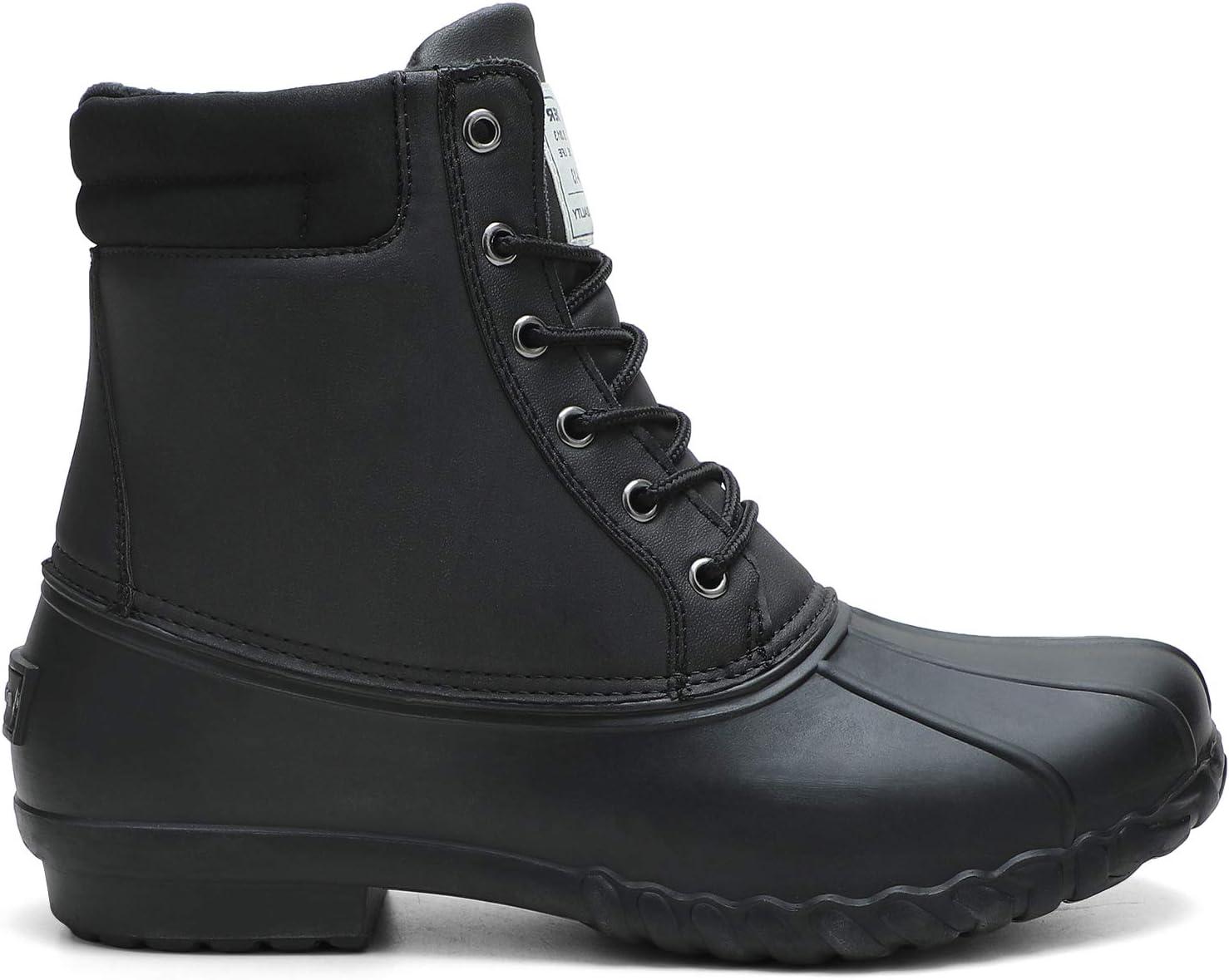 imageALEADER Mens Duck Boot Waterproof Shell Fur Lined Insulated Winter Snow BootUltra Black