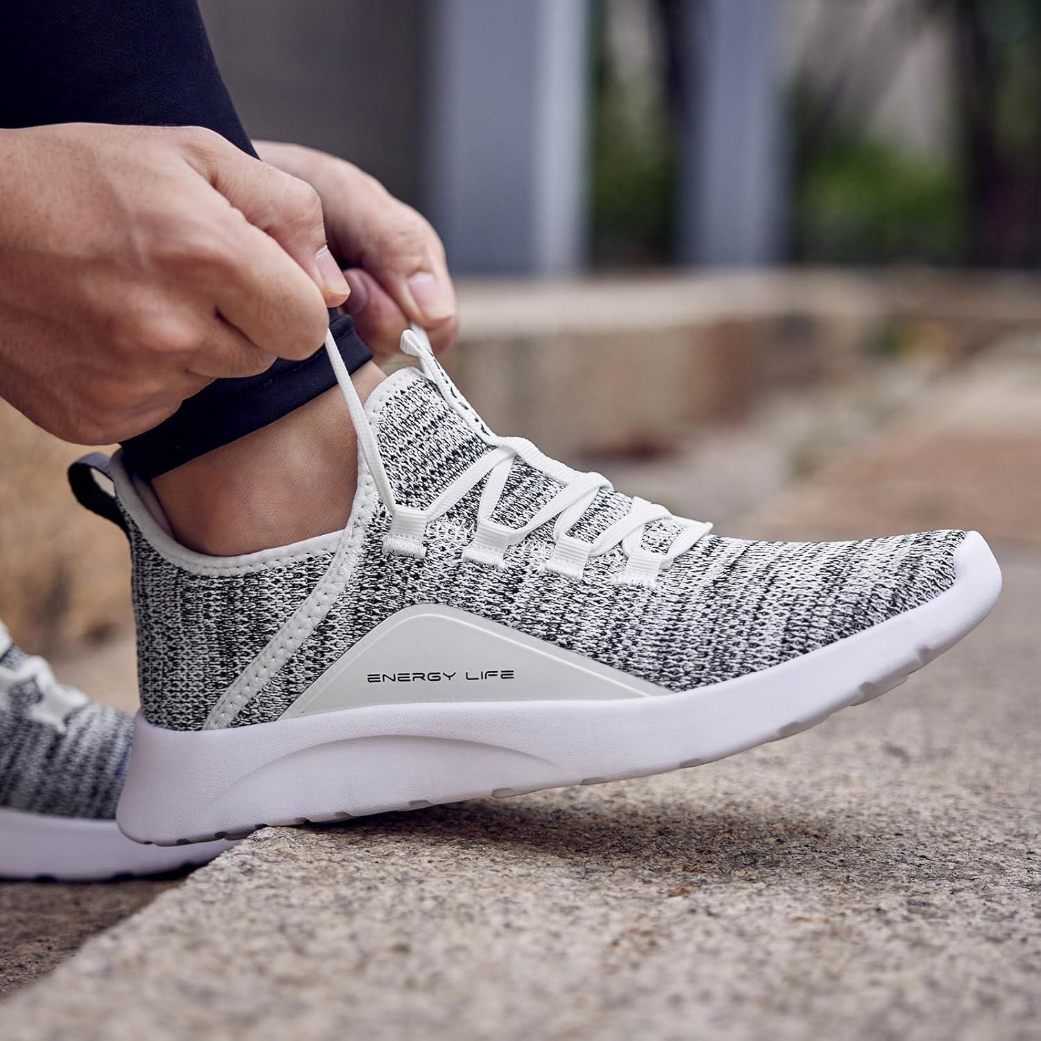 imageALEADER Mens Energycloud Slip On Running Walking Shoes Cushion Lightweight SneakersWhiteGray