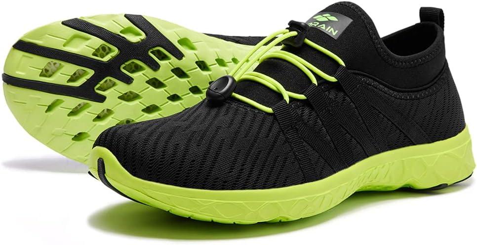imageALEADER Mens Quick Drying Aqua Water Shoes1BlackLime