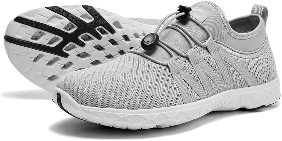 imageALEADER Mens Quick Drying Aqua Water Shoes1Light Gray