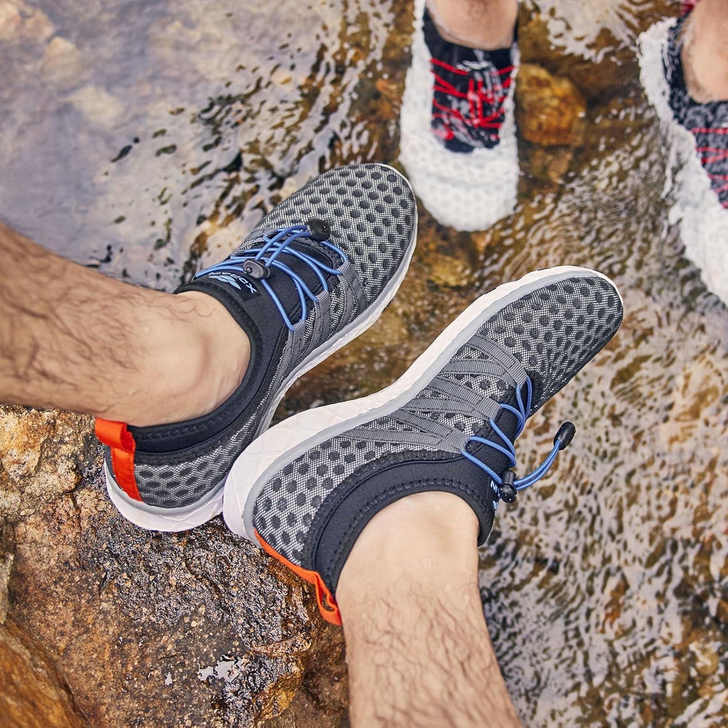 imageALEADER Mens Quick Drying Aqua Water Shoes2GrayBlackOrange