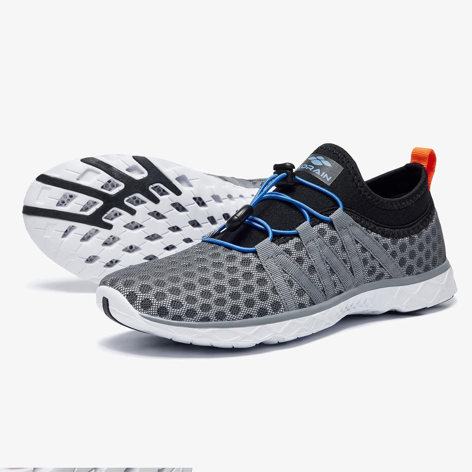 imageALEADER Mens Quick Drying Aqua Water Shoes2GrayBlackOrange