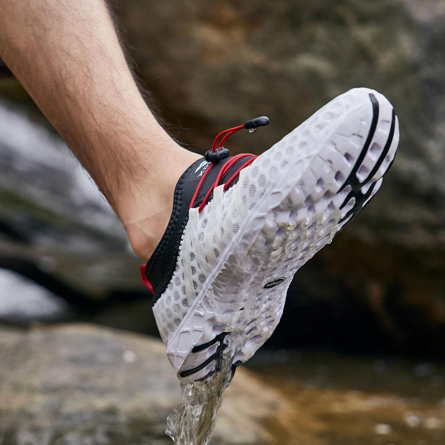 imageALEADER Mens Quick Drying Aqua Water Shoes2WhiteBlackRed