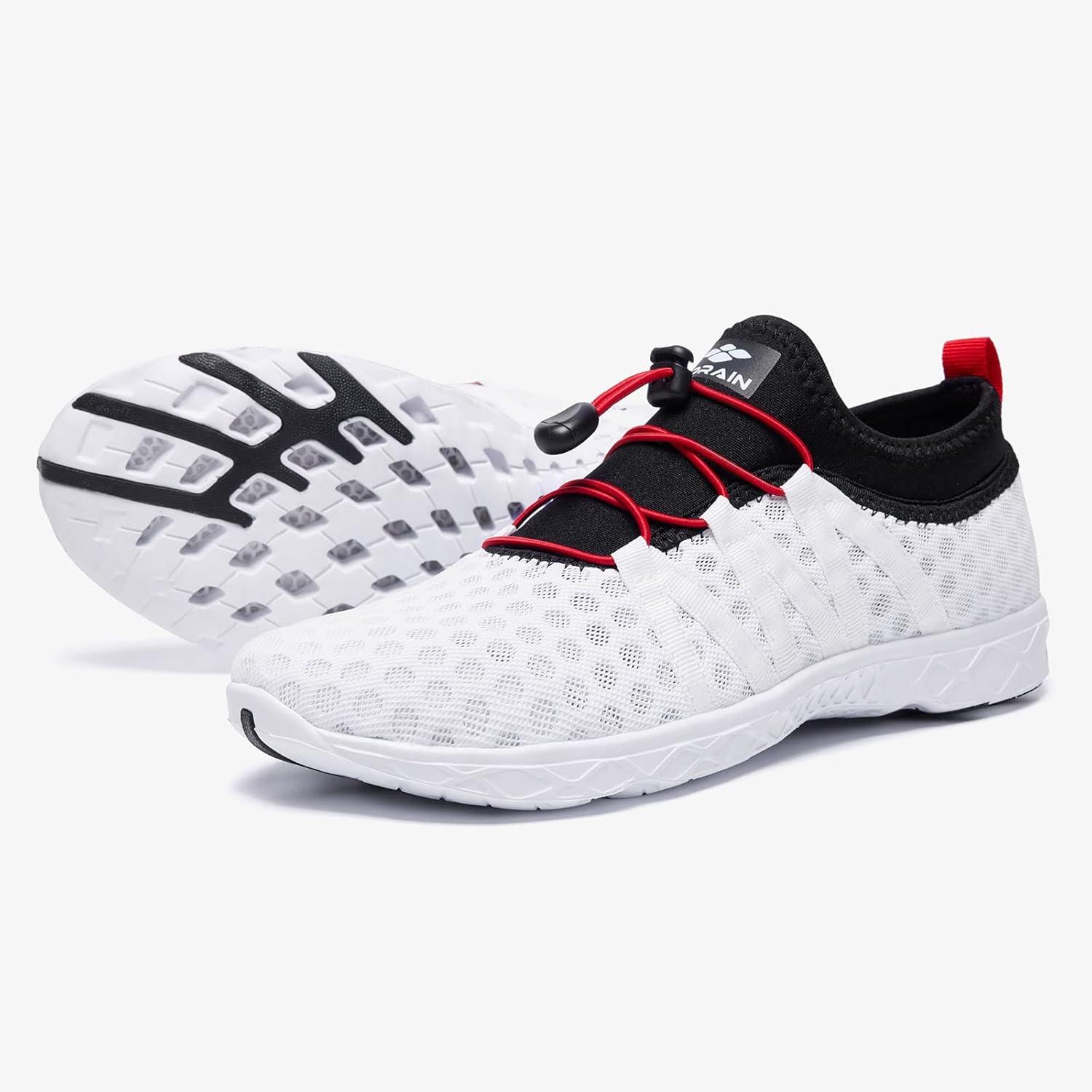 imageALEADER Mens Quick Drying Aqua Water Shoes2WhiteBlackRed