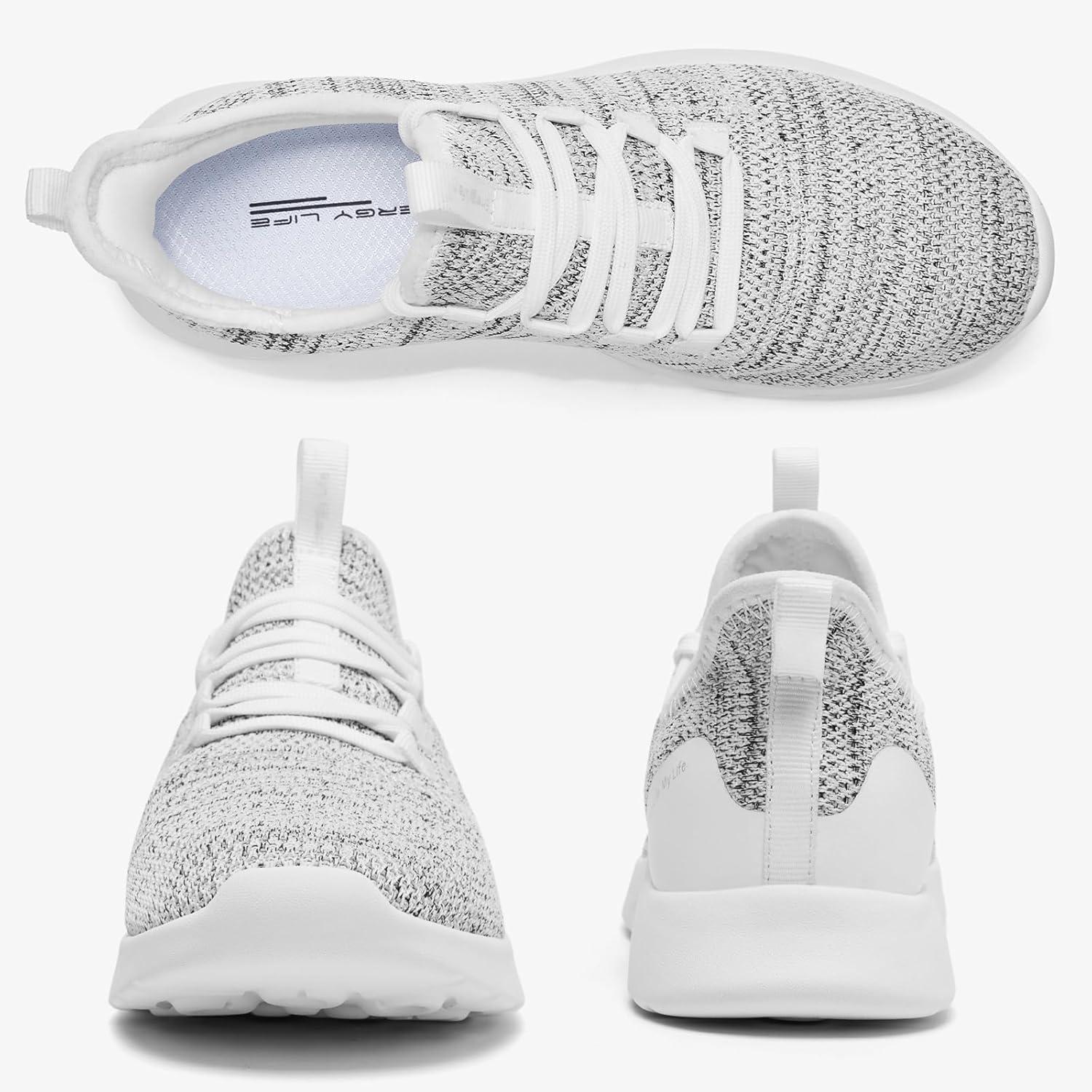 imageALEADER Walking Shoes for Women Slip on Running Lightweight Comfortable Gym ShoesA WhiteGray