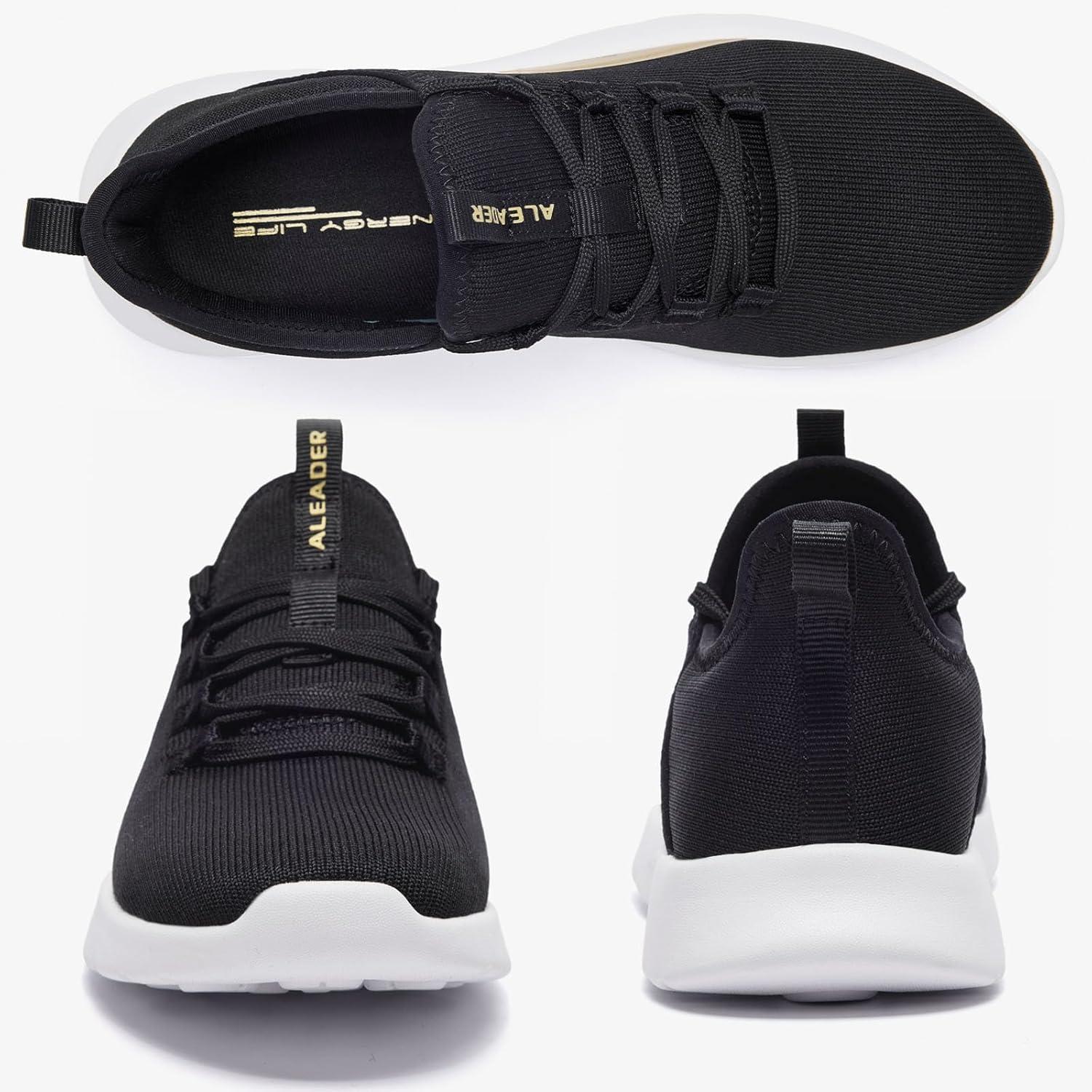 imageALEADER Womens Energycloud Lightweight Slip On Walking Running ShoesBlack Gold