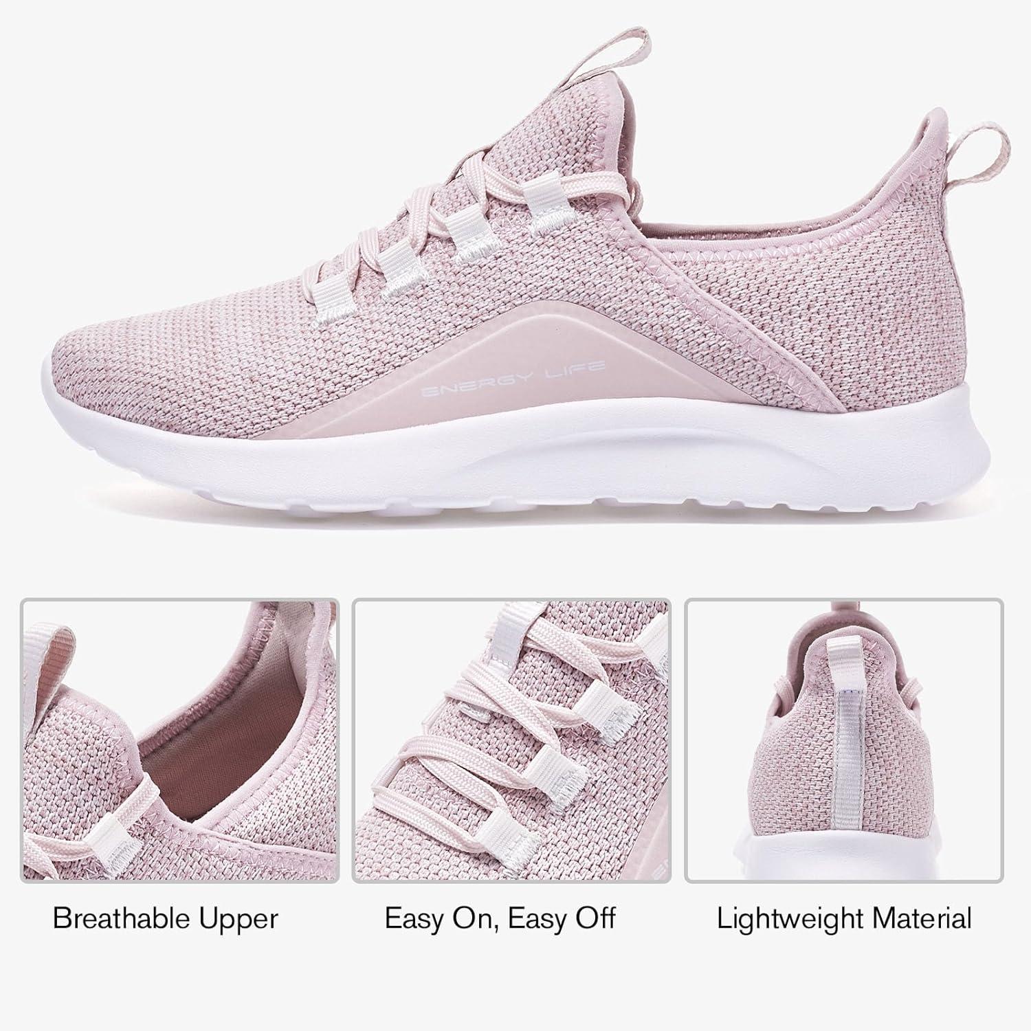 imageALEADER Womens Energycloud Lightweight Slip On Walking Running ShoesLight Pink