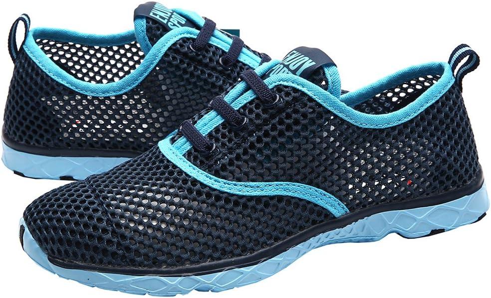 imageALEADER Womens Lightweight Aqua Water Shoes Slipon Quick Drying Swim ShoesDAqua Blue