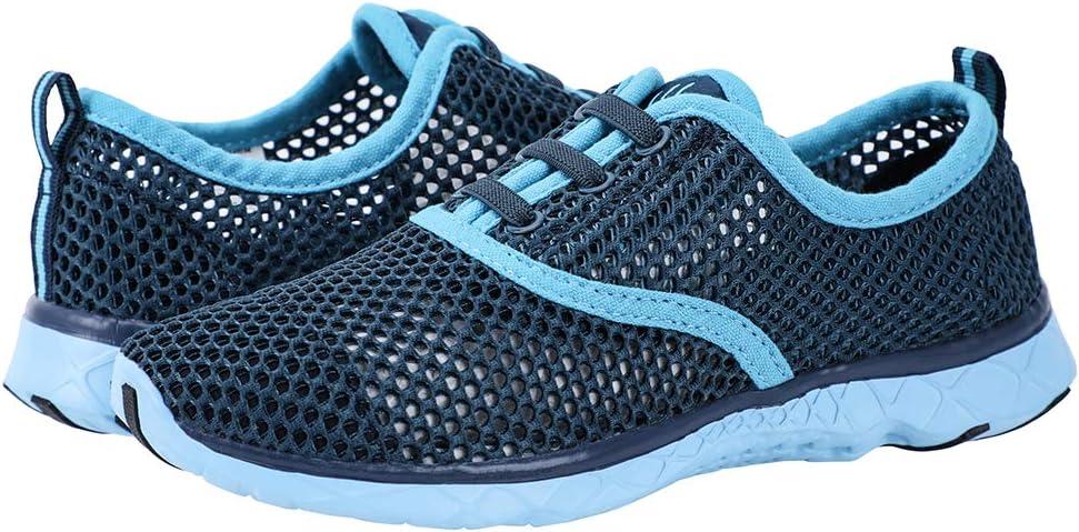 imageALEADER Womens Lightweight Aqua Water Shoes Slipon Quick Drying Swim ShoesDAqua Blue