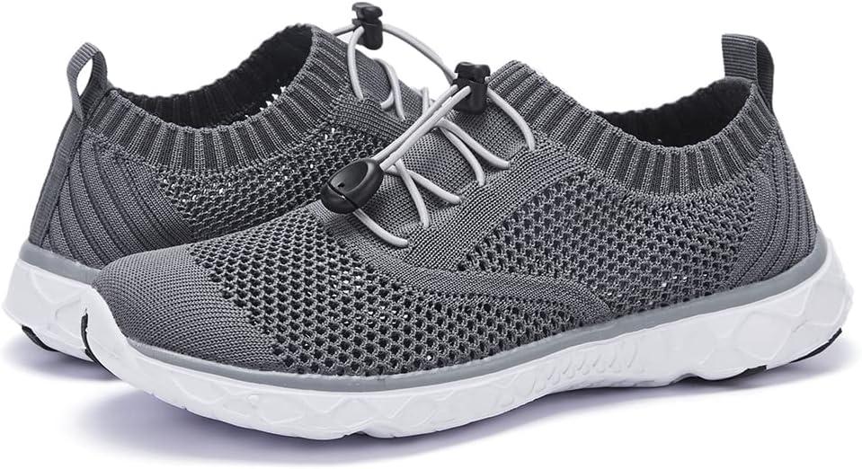 imageALEADER Womens Lightweight Aqua Water Shoes Slipon Quick Drying Swim ShoesDark Gray