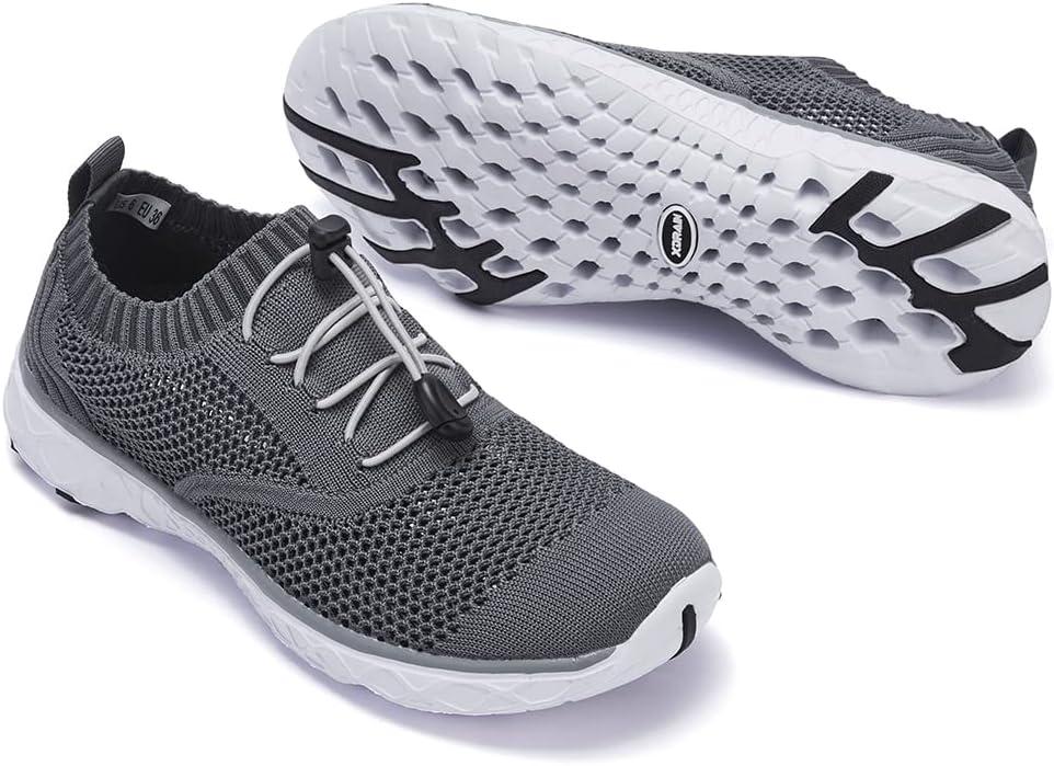 imageALEADER Womens Lightweight Aqua Water Shoes Slipon Quick Drying Swim ShoesDark Gray