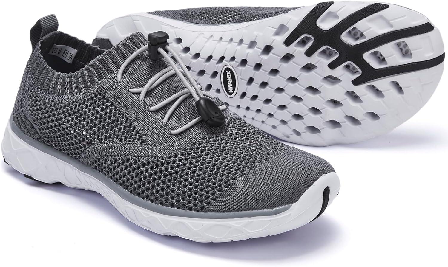 imageALEADER Womens Lightweight Aqua Water Shoes Slipon Quick Drying Swim ShoesDark Gray