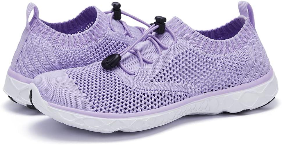 imageALEADER Womens Lightweight Aqua Water Shoes Slipon Quick Drying Swim ShoesLight Purple