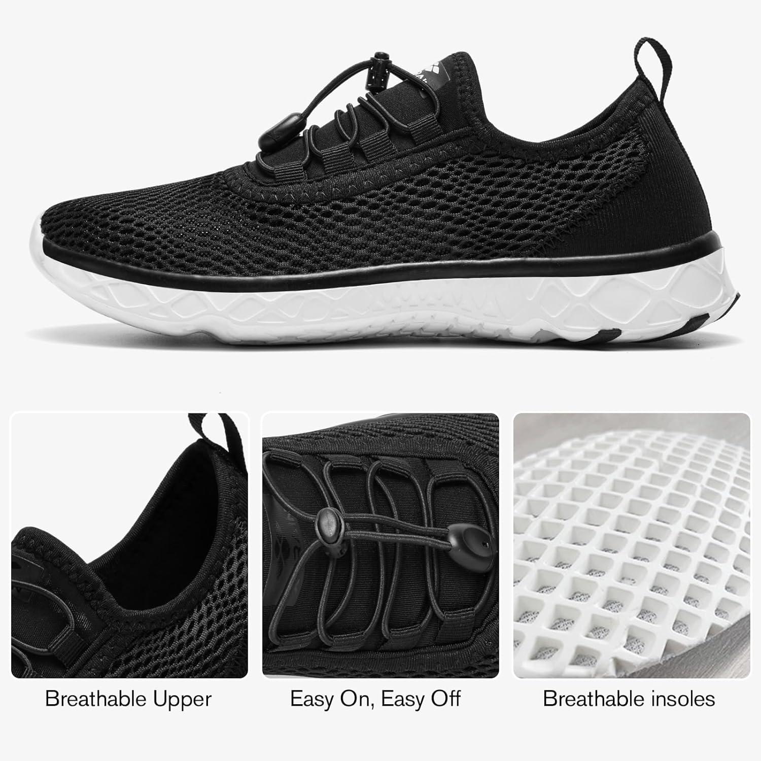 imageALEADER Womens Stylish Water Shoes QuickDry Xdrain Water Sneakers Lightweight ampamp Comfort FootedBlackWhite
