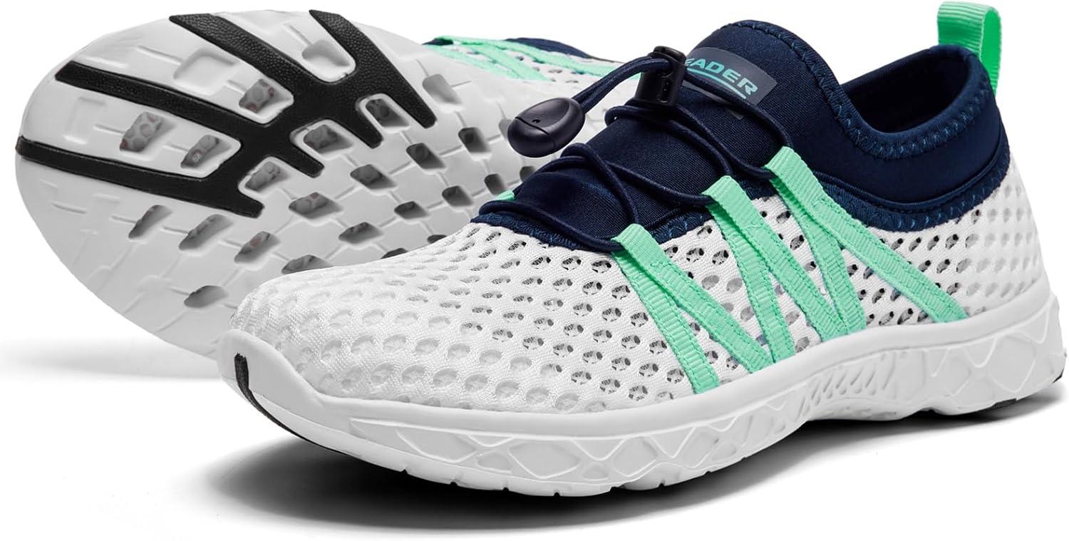 imageAleader Womens Mesh Slip On Water ShoesWhiteNavyBlue