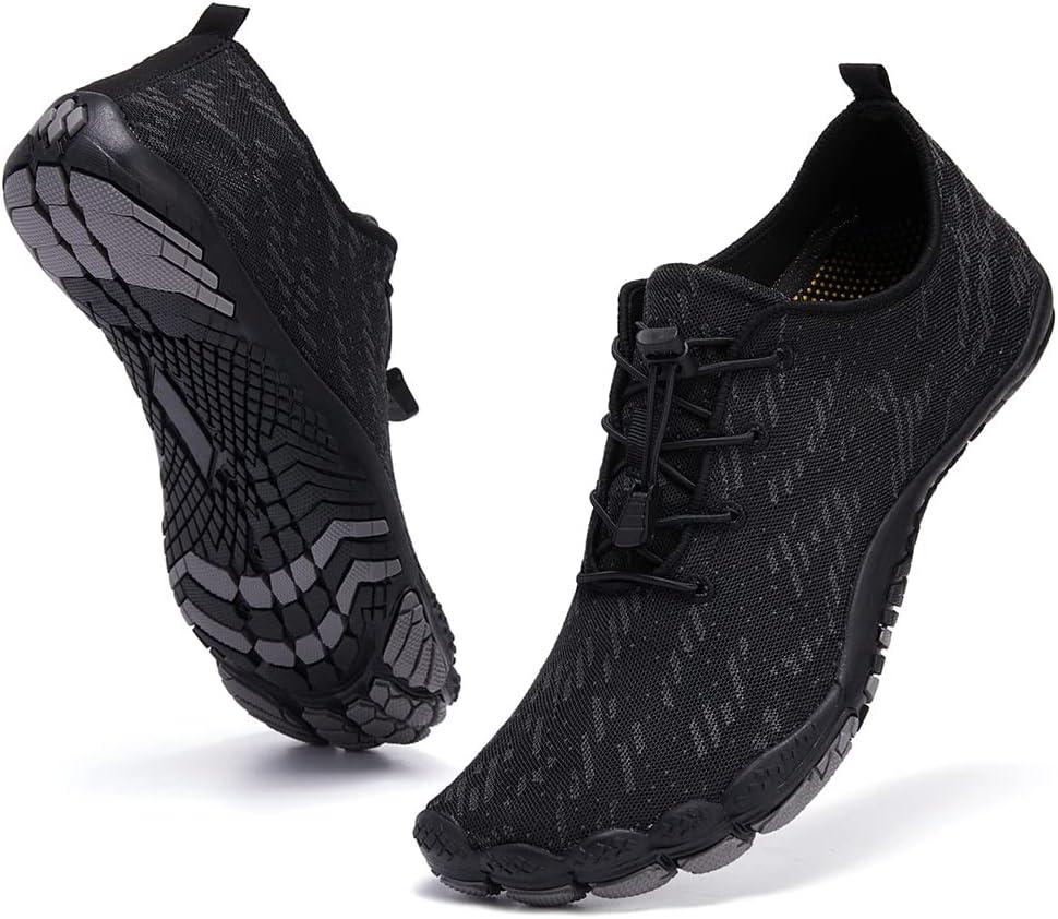 imageHIITAVE Men Barefoot Water Shoes Beach Aqua Socks Quick Dry for Outdoor Sport Hiking Swiming SurfingBlack