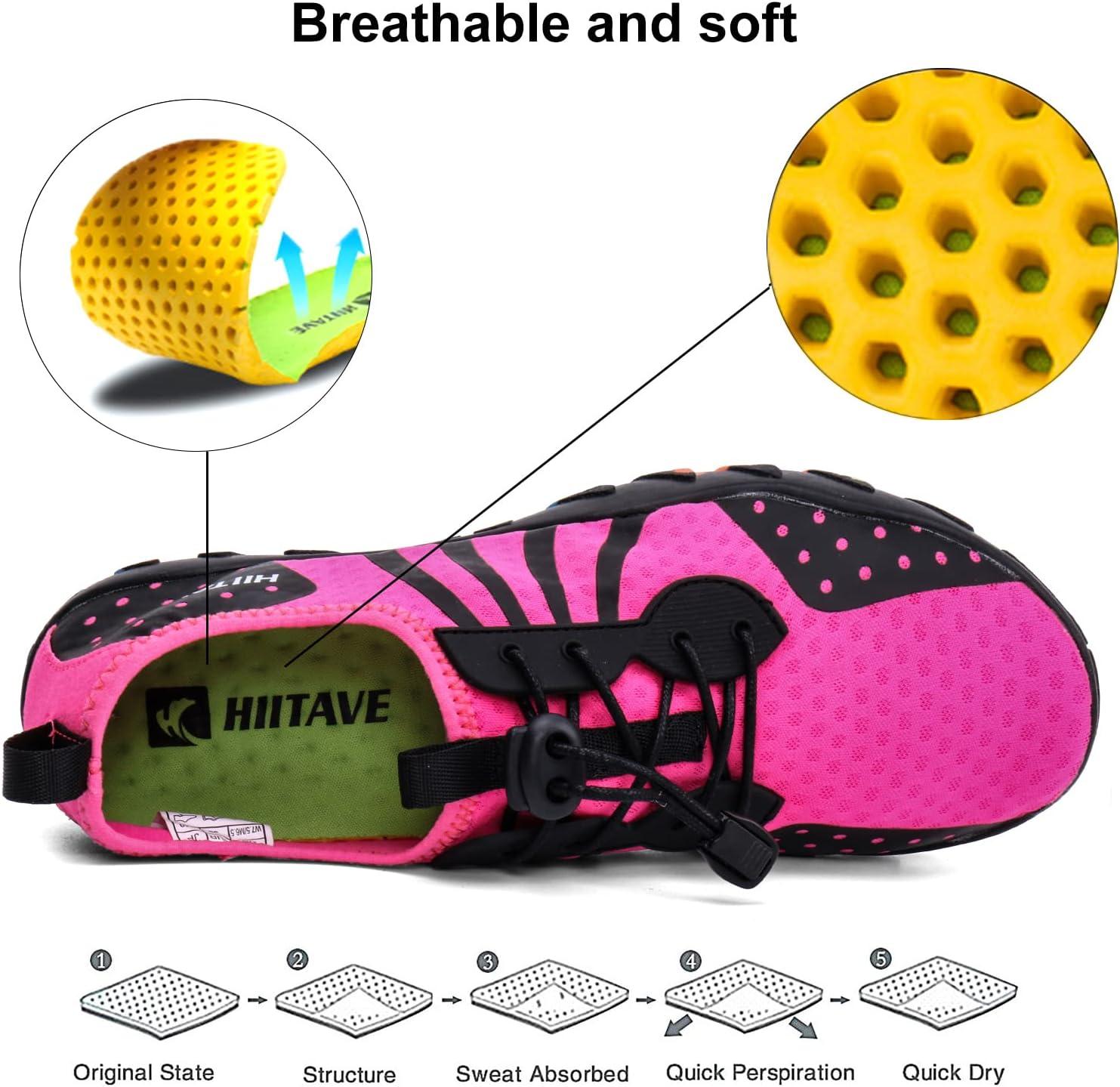 imageHIITAVE Womens Aqua Beach Water Shoes Quick Dry Barefoot Swim Socks for Surf Pool River Walking Diving Water SportsFushia