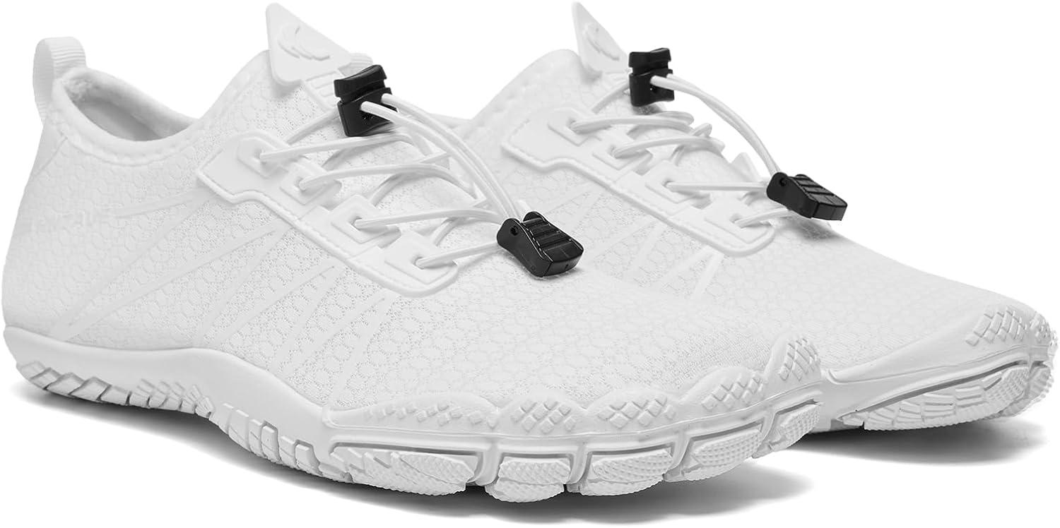 imagehiitave Womens Water Shoes Quick Dry Barefoot for Swim Diving Surf Aqua Sports Pool Beach Walking YogaAll White