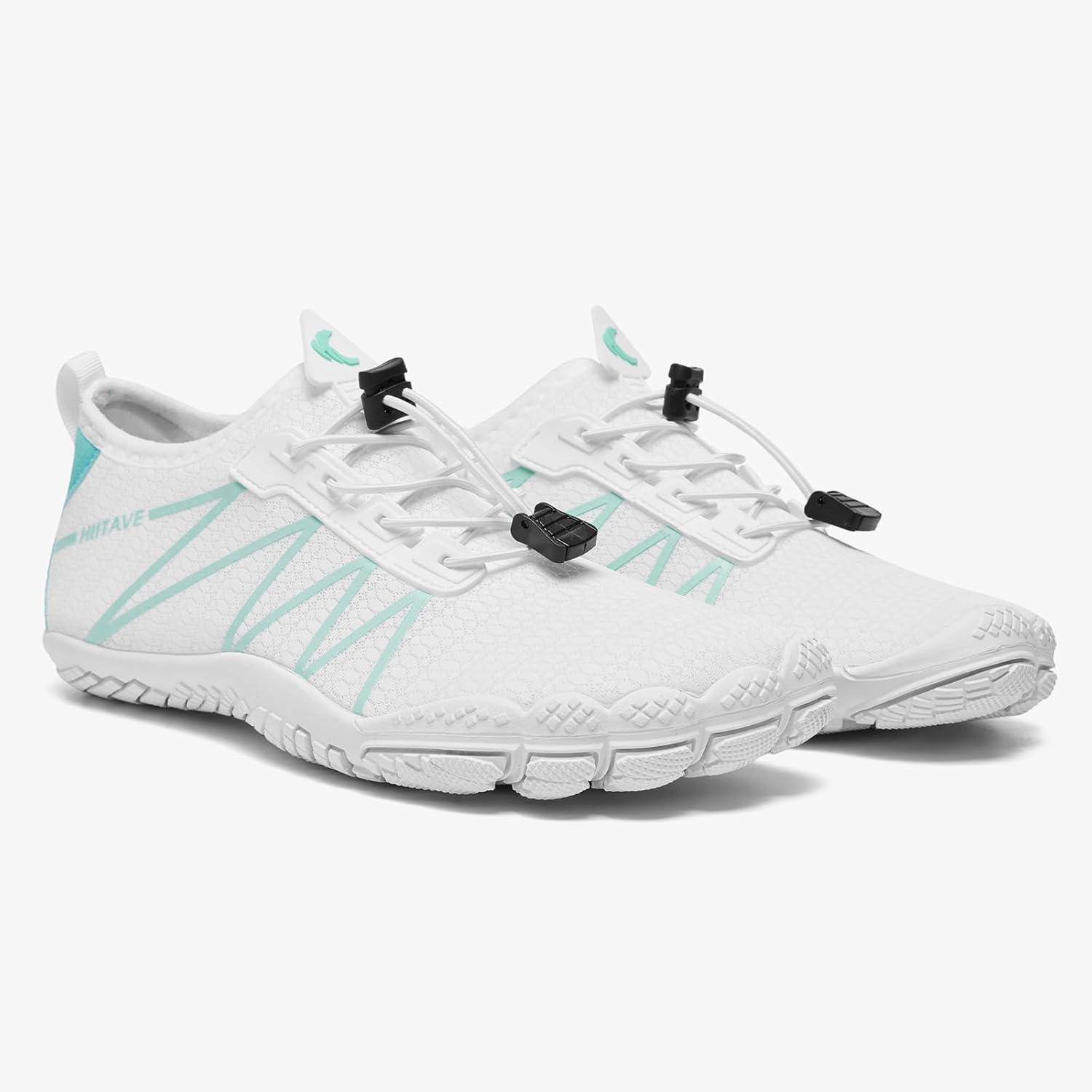 imagehiitave Womens Water Shoes Quick Dry Barefoot for Swim Diving Surf Aqua Sports Pool Beach Walking YogaWhite Aqua