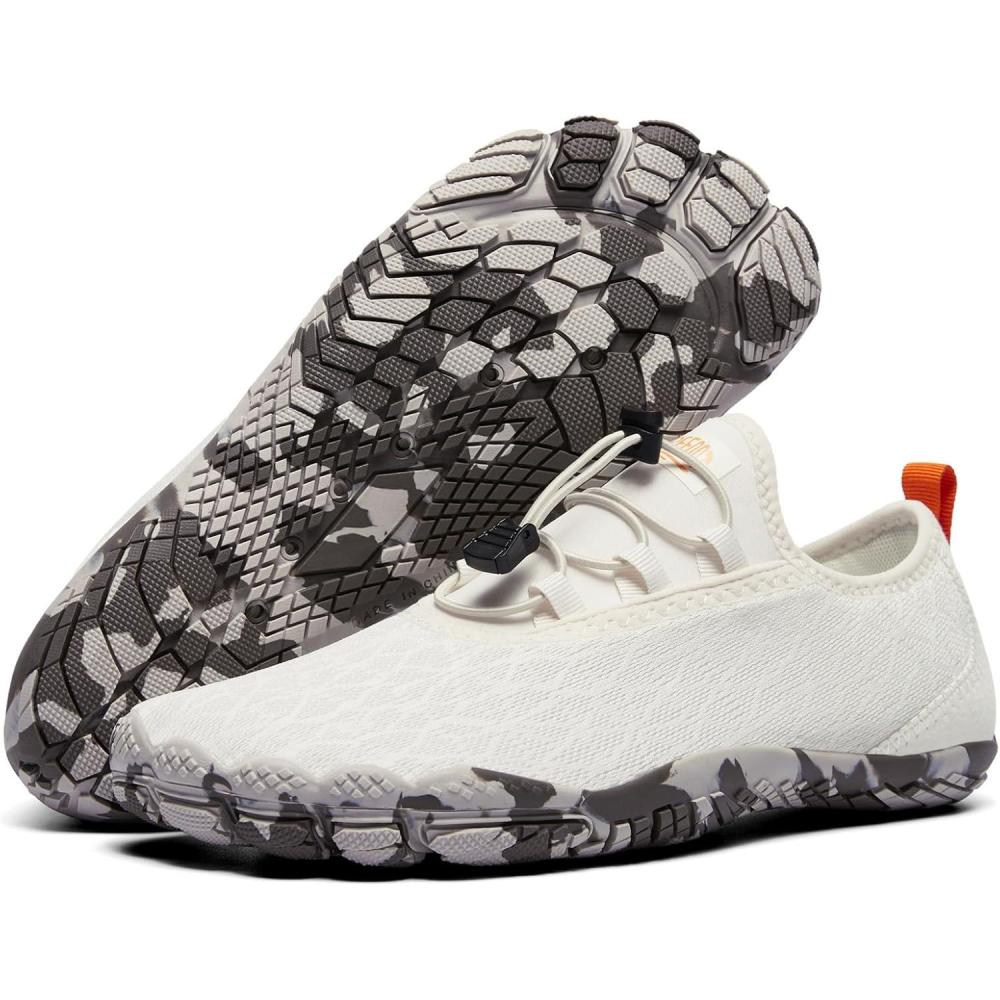 imageALEADER Barefoot Water Shoes Men Non Slip Swim Beach Shoes for Hiking Walking RiverBeige Camo