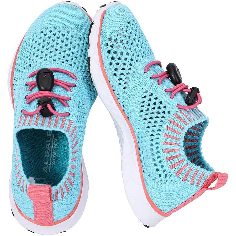imageALEADER Kids Slipon Quick Dry Water Shoes ToddlerLittle KidBig KidAqua BluePinkKnit
