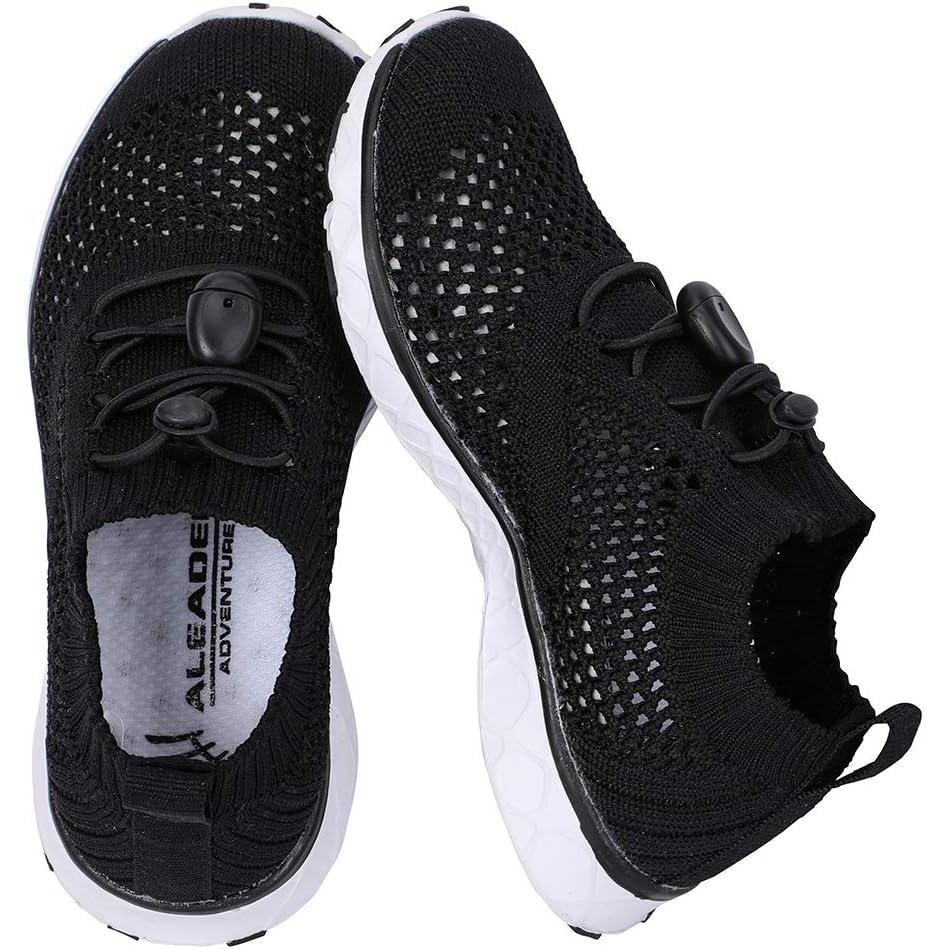 imageALEADER Kids Slipon Quick Dry Water Shoes ToddlerLittle KidBig KidBlackWhiteKnit