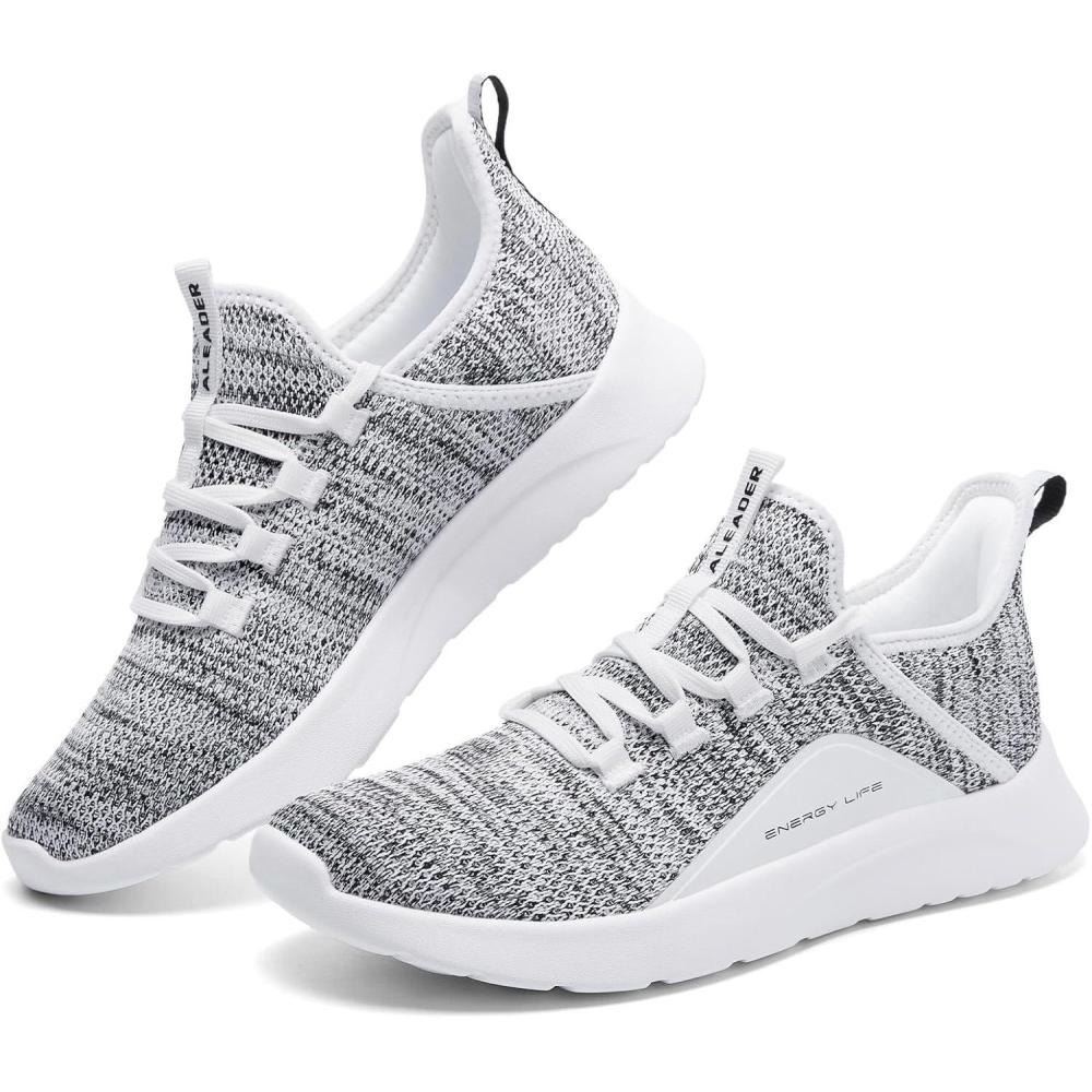 imageALEADER Mens Energycloud Slip On Running Walking Shoes Cushion Lightweight SneakersWhiteGray
