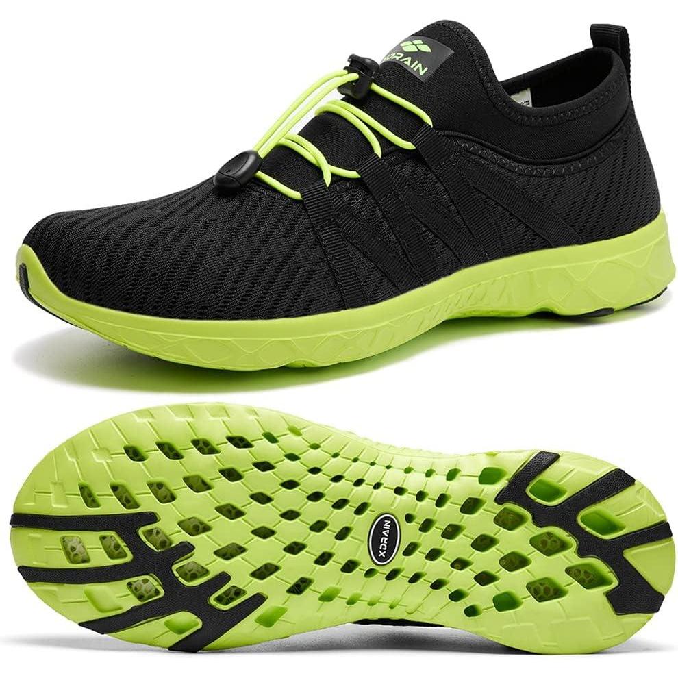 imageALEADER Mens Quick Drying Aqua Water Shoes1BlackLime