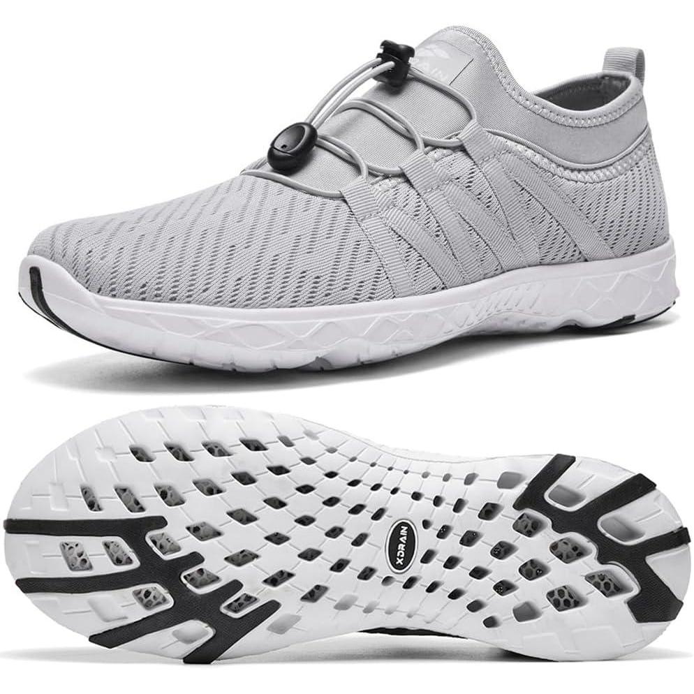 imageALEADER Mens Quick Drying Aqua Water Shoes1Light Gray
