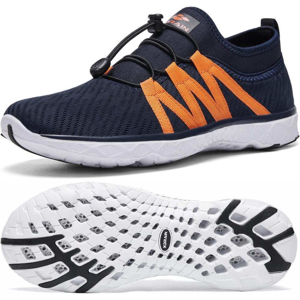 imageALEADER Mens Quick Drying Aqua Water Shoes1NavyOrange