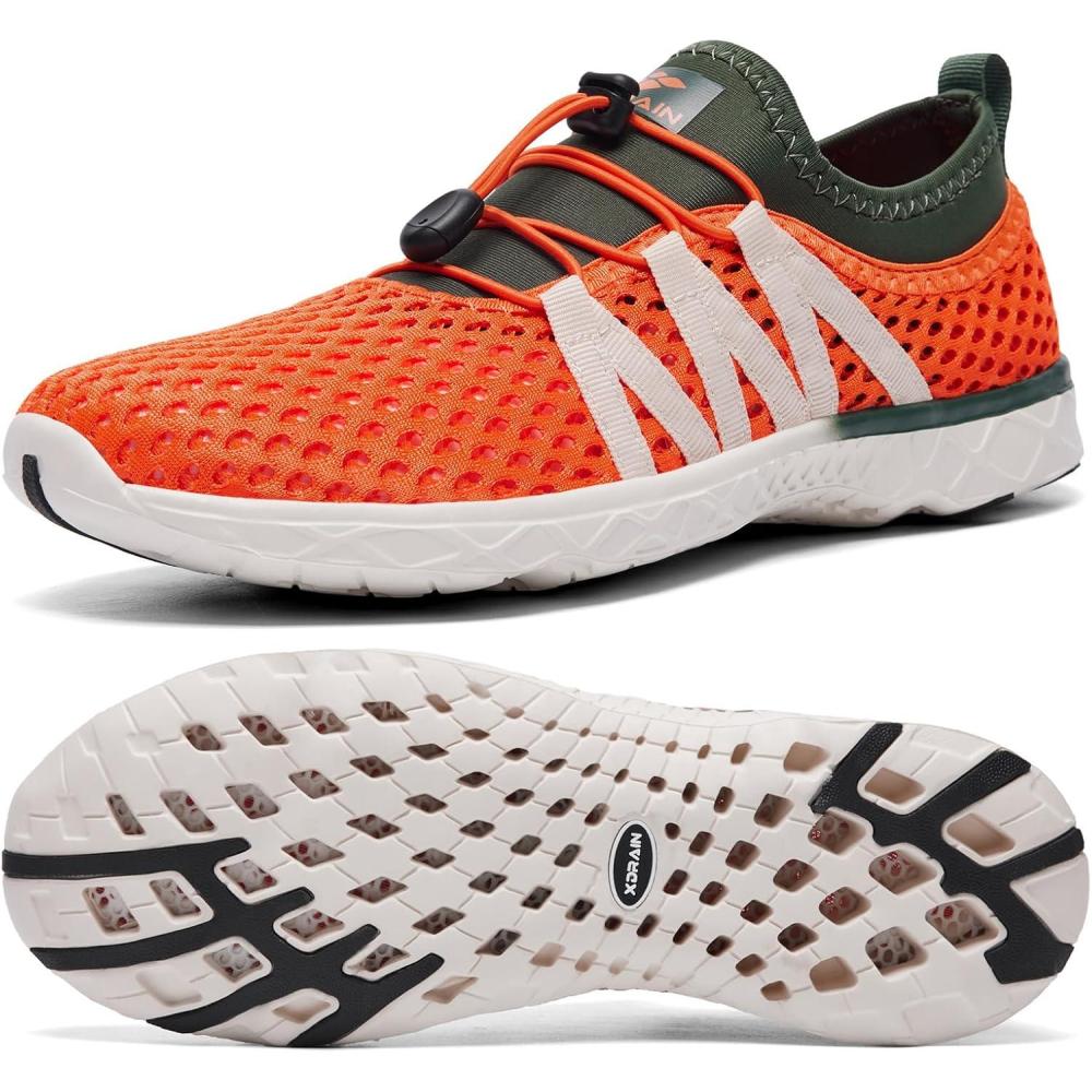 imageALEADER Mens Quick Drying Aqua Water Shoes3Army GreenOrange