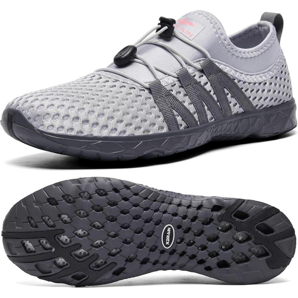 imageALEADER Mens Quick Drying Aqua Water Shoes3Light Gray