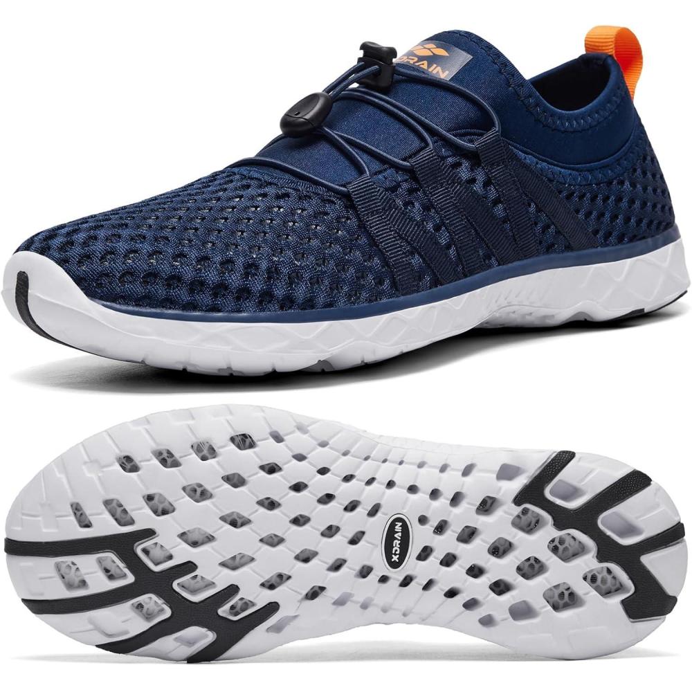 imageALEADER Mens Quick Drying Aqua Water Shoes3Navy Orange
