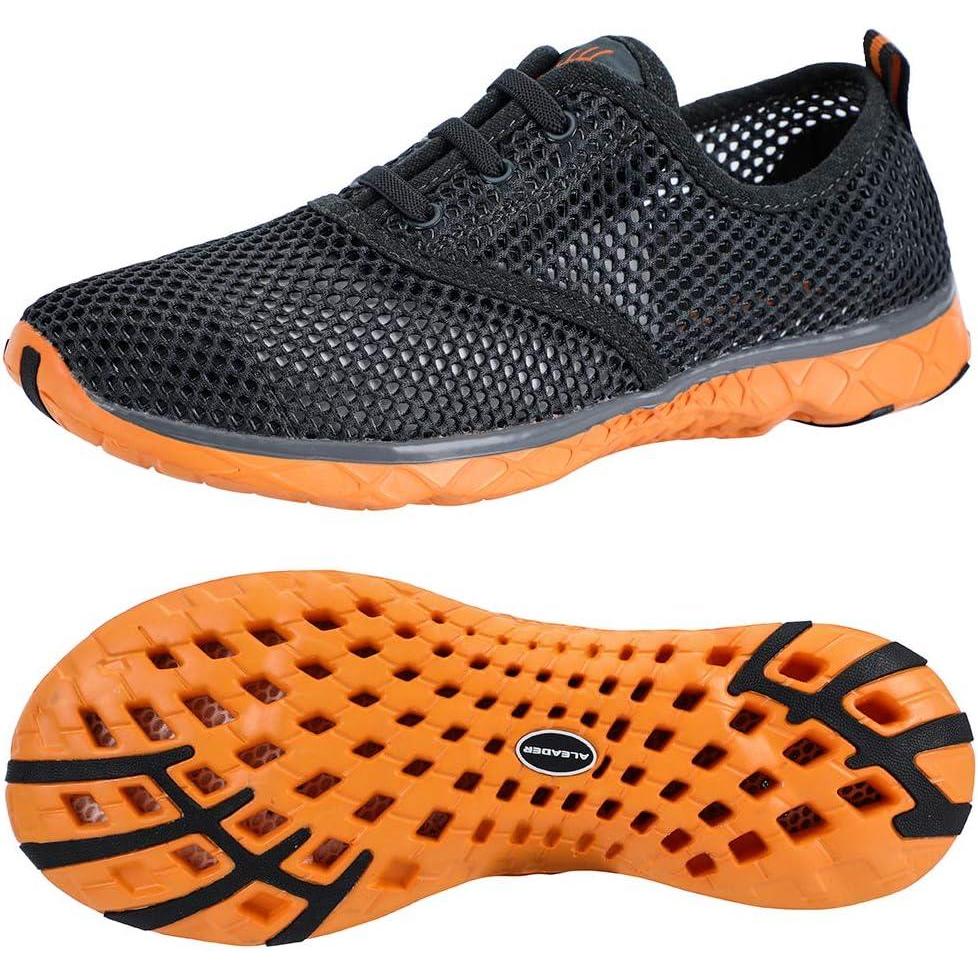 imageALEADER Mens Quick Drying Aqua Water ShoesCGrayOrange