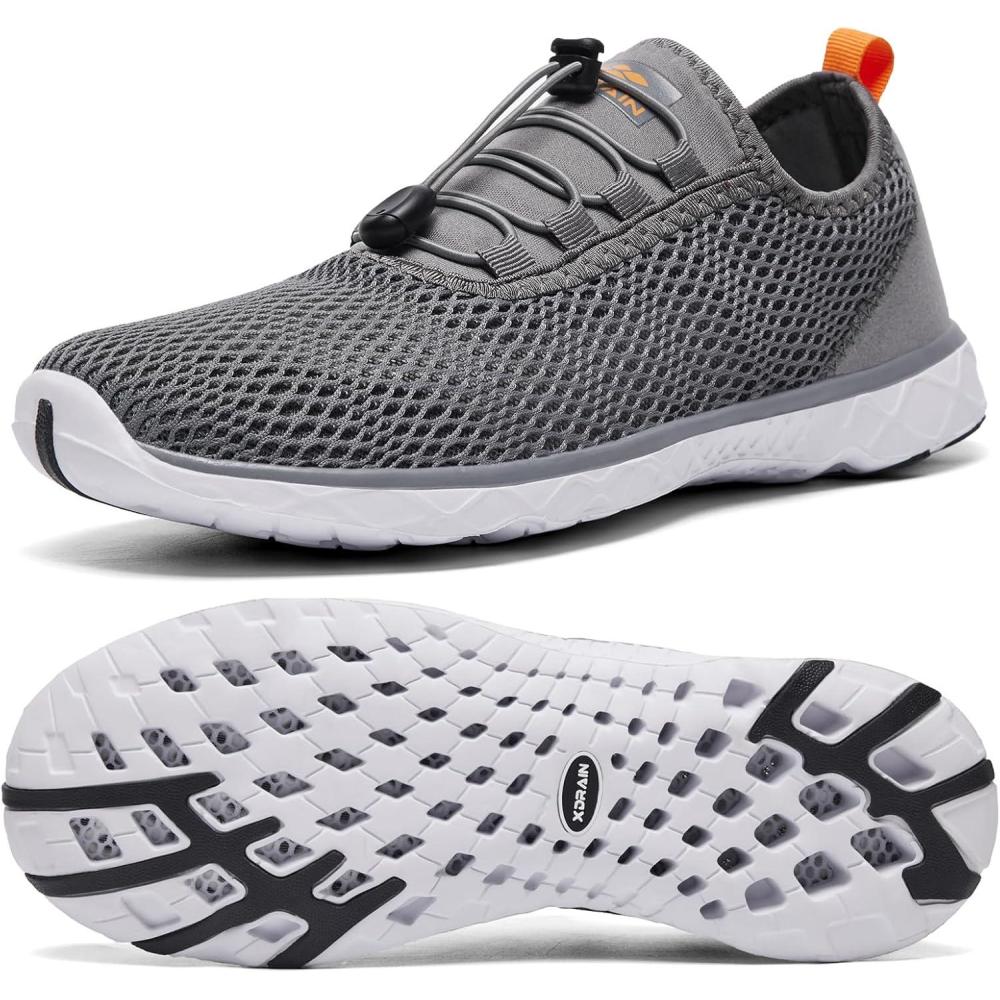 imageALEADER Mens Stylish Water Shoes QuickDry Xdrain Water Sneakers Lightweight ampamp Comfort FootedDark GreyOrange
