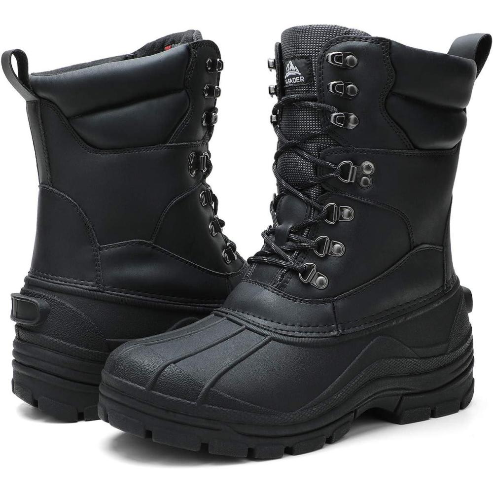 imageALEADER Mens Waterproof Winter Snow Boots ThinsulateBlack Pu01