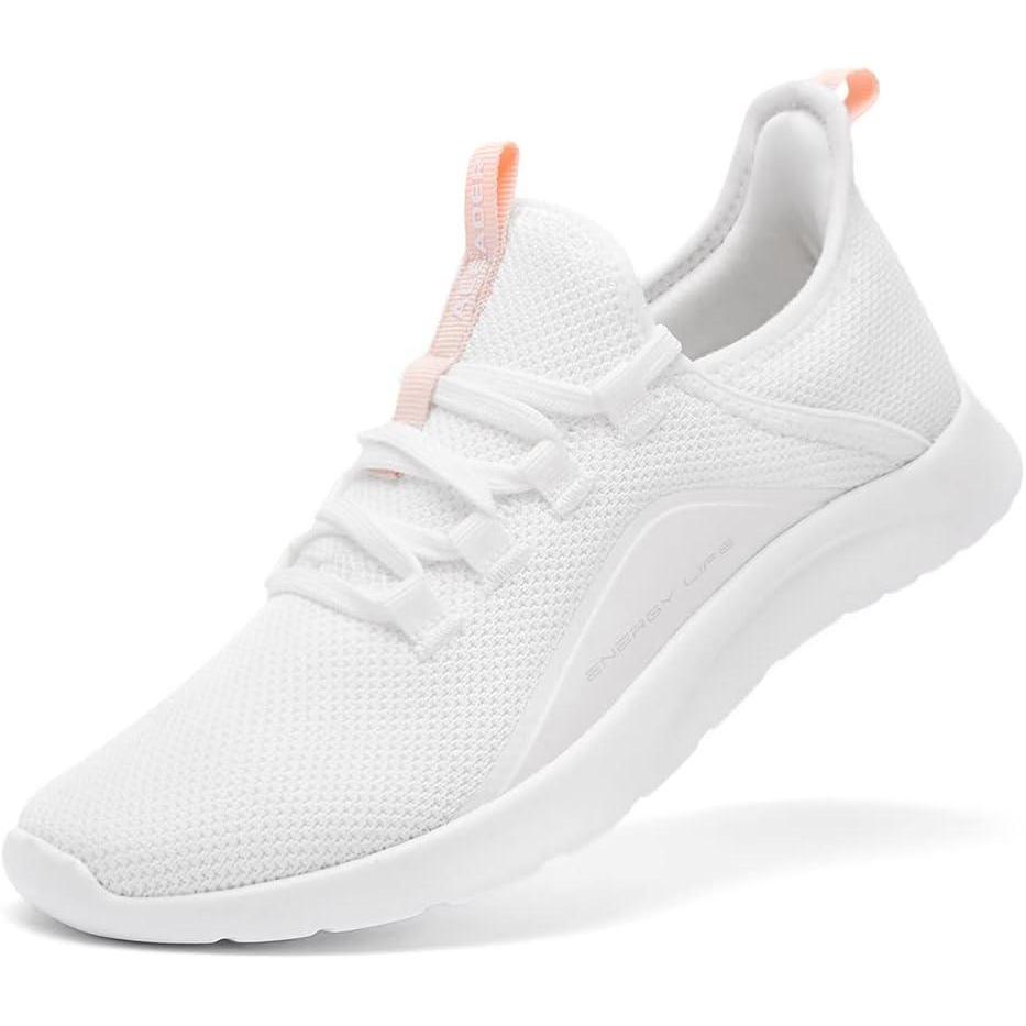 imageALEADER Womens Energycloud Lightweight Slip On Walking Running ShoesWhite Peach