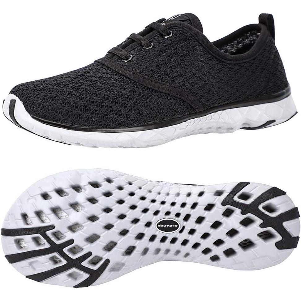 imageALEADER Womens Lightweight Aqua Water Shoes Slipon Quick Drying Swim ShoesDBlack Stylish