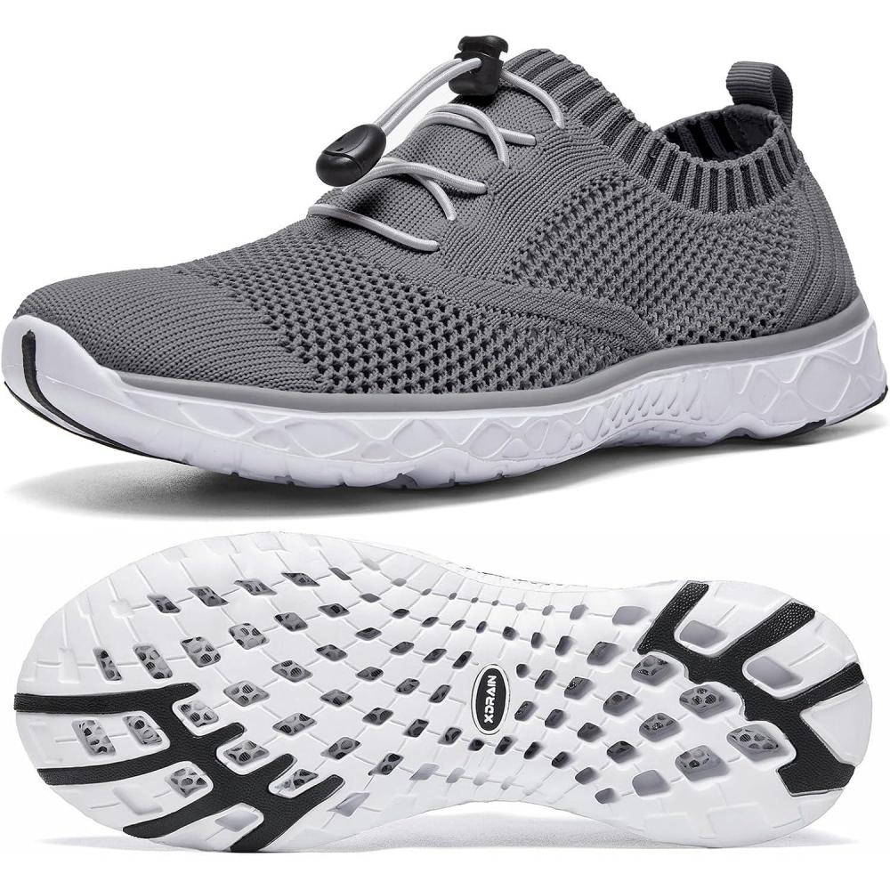 imageALEADER Womens Lightweight Aqua Water Shoes Slipon Quick Drying Swim ShoesDark Gray