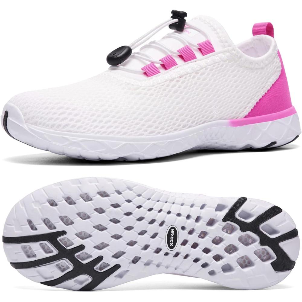 imageALEADER Womens Stylish Water Shoes QuickDry Xdrain Water Sneakers Lightweight ampamp Comfort FootedWhiteFushia