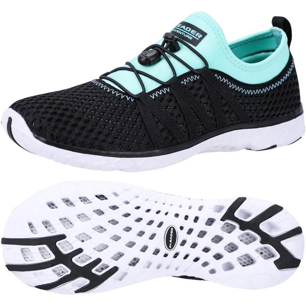 imageAleader Womens Mesh Slip On Water ShoesBlackCyanBlue