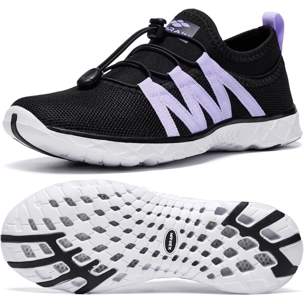 imageAleader Womens Mesh Slip On Water ShoesBlackLavender