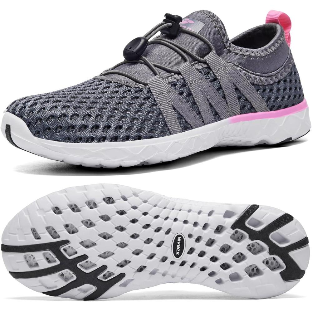 imageAleader Womens Mesh Slip On Water ShoesDark GrayFushia