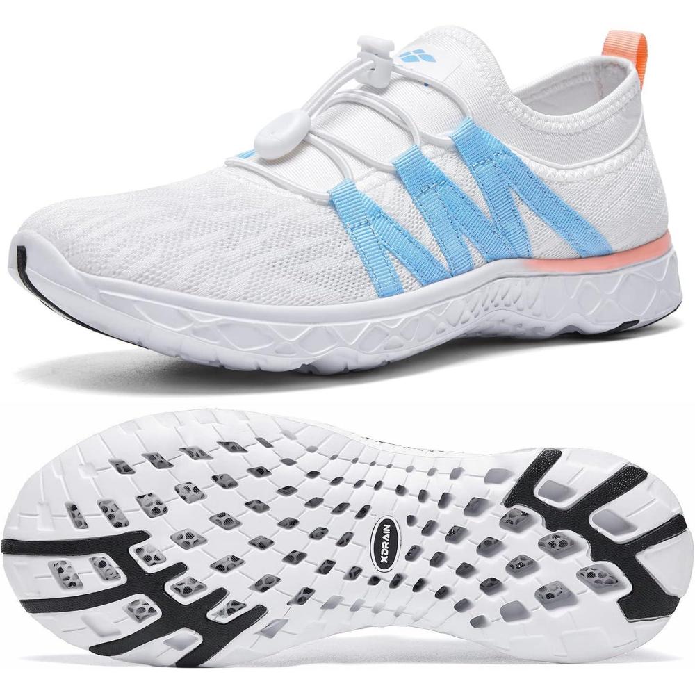 imageAleader Womens Mesh Slip On Water ShoesWhiteBlue