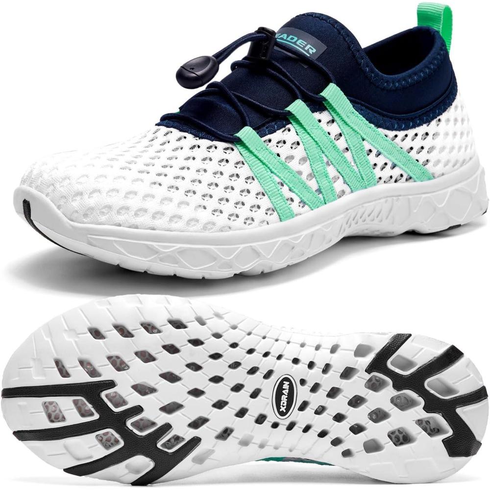 imageAleader Womens Mesh Slip On Water ShoesWhiteNavyBlue