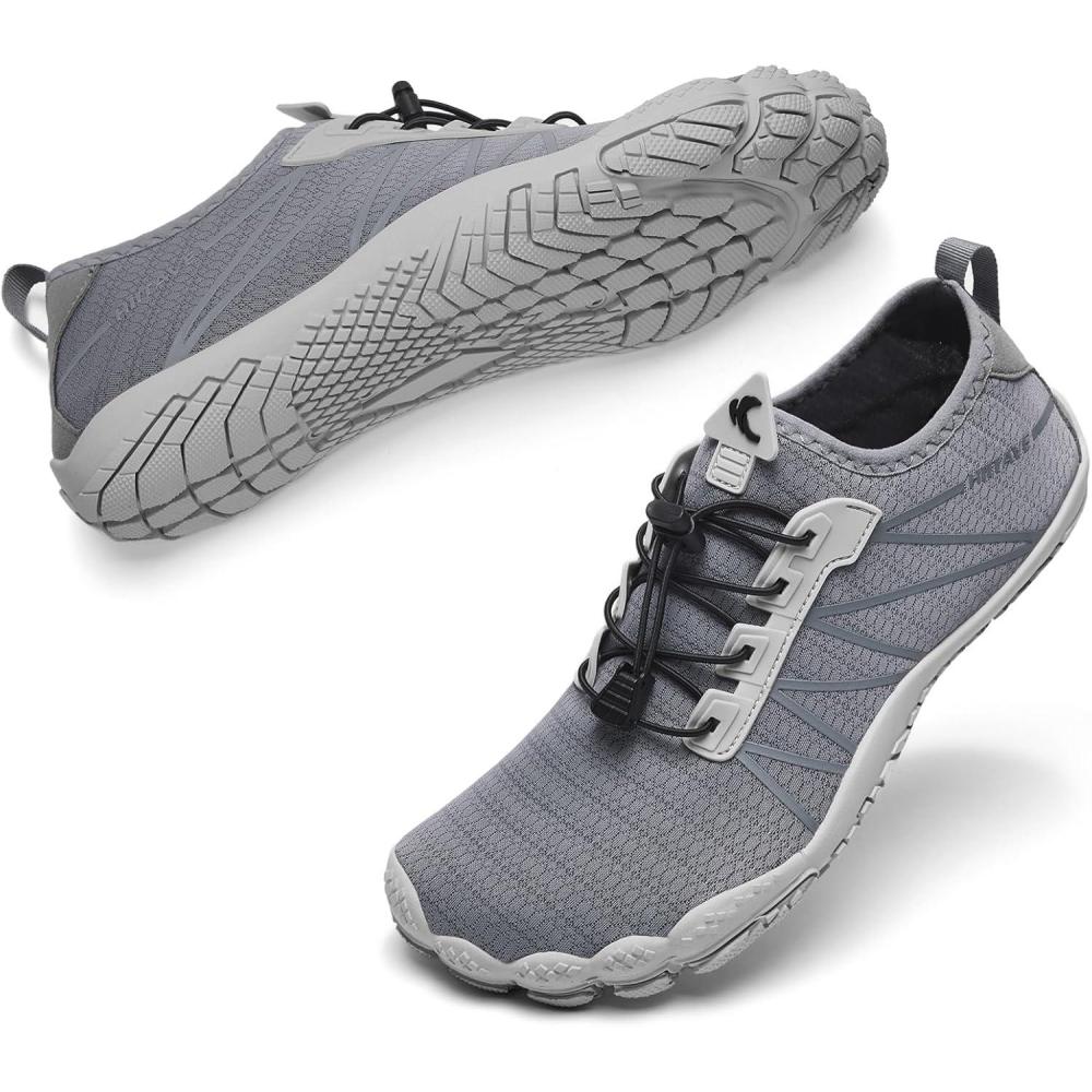 imageHIITAVE Men Barefoot Water Shoes Beach Aqua Socks Quick Dry for Outdoor Sport Hiking Swiming SurfingDark Gray